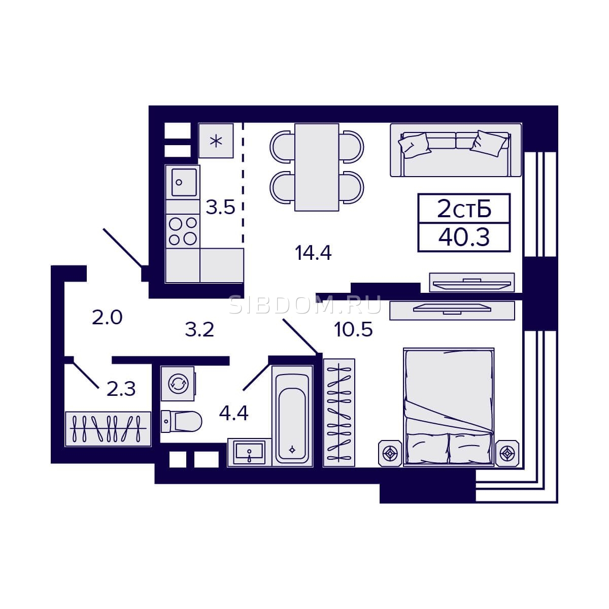 Продам двухкомнатную квартиру в Новосибирске Citatum (Цитатум), 40.3 кв.м,  2 этаж, от застройщика - СИБДОМ, объявление 948876