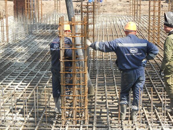 Ход строительства Заливка бетона бетононасосом