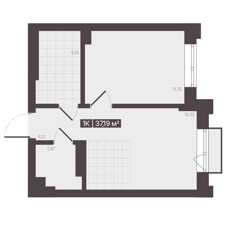 Планировка 1-комн 37,19 м²