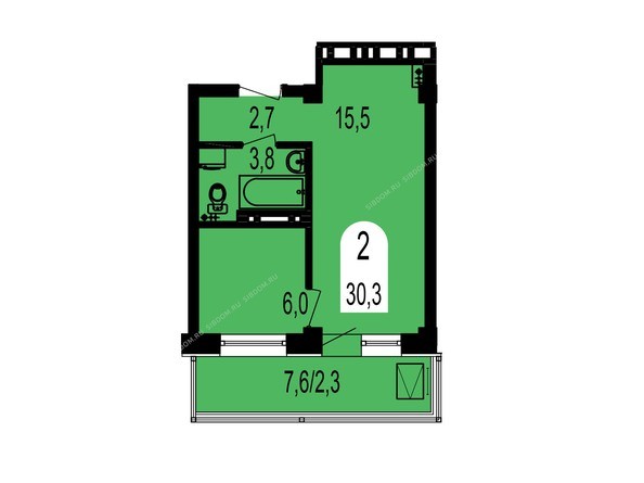 Планировка двухкомнатной квартиры 30,3 кв.м