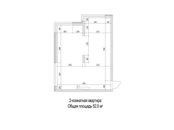 Планировка 1-комн 52 м²