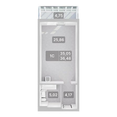 Планировка 1-комн 36,48 м²