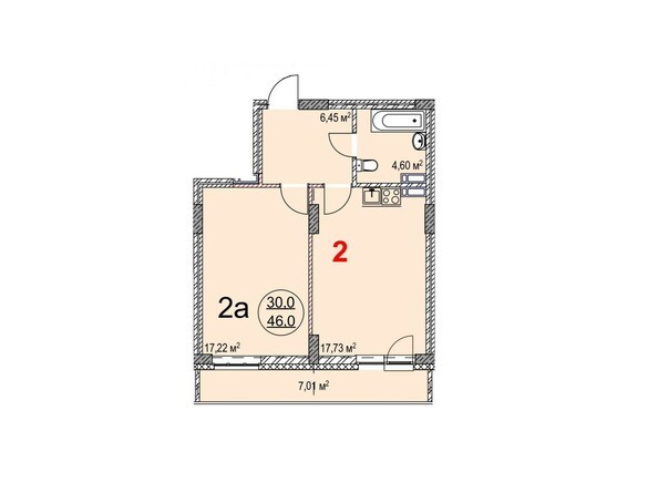 Планировка двухкомнатной квартиры 46 кв.м