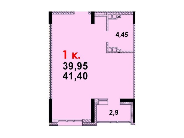 Планировка 1-комнатной квартиры 41,1 кв.м