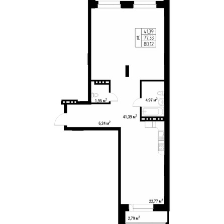 Планировка Студия 77,9 - 78,1 м²
