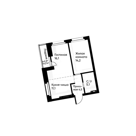 Планировка 2-комн 52,3 м²
