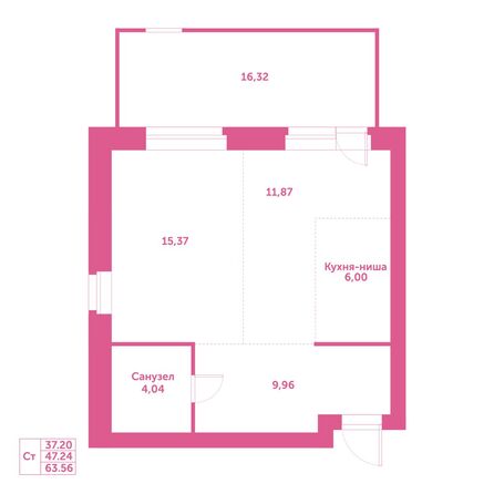 Планировка Студия 63,56 м²