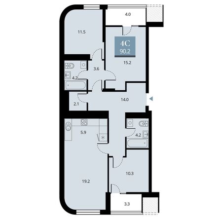 Планировка 4-комн 90,2 м²