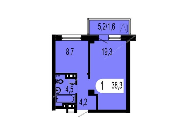 Планировка однокомнатной квартиры 38,3 кв.м