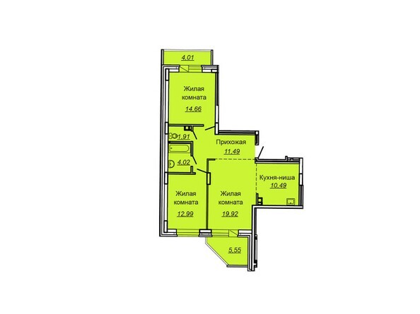 Планировка 3-комнатной квартиры 80,26 кв.м