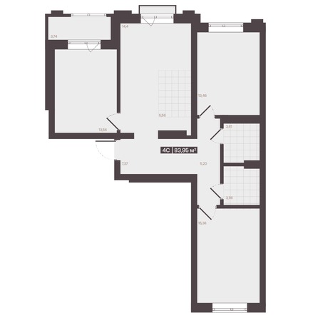 Планировка 4-комн 83,95 м²