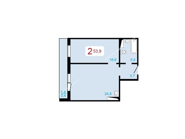 2-комнатная 53,9 кв.м