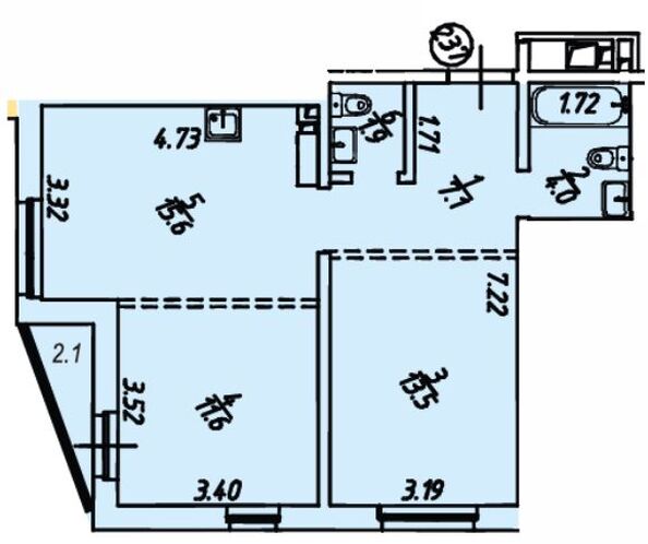 Планировка 2-комн 55,5, 55,8 м²