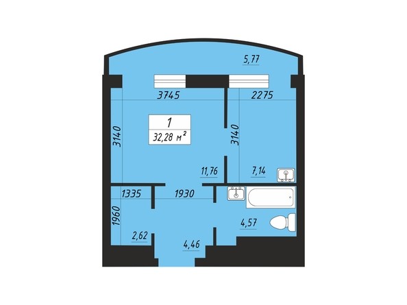 Планировка однокомнатной квартиры 32,28 кв.м