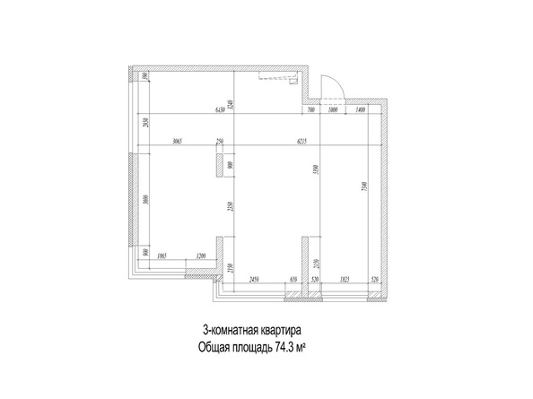 Планировка 3-комн 74,3 м²