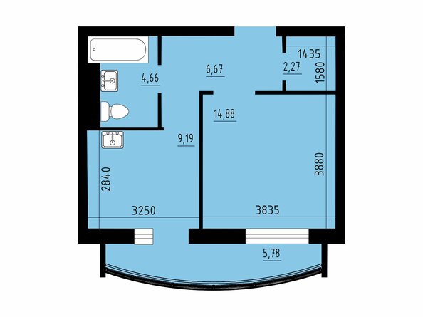 Планировка однокомнатной квартиры 39,4 кв.м