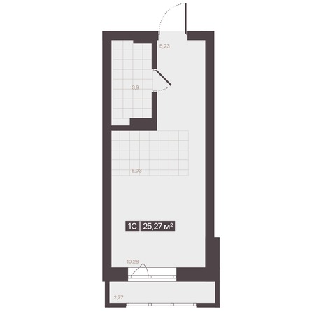 Планировка 1-комн 25,27, 25,35 м²