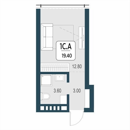 Планировка Студия 19,4 м²