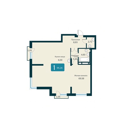 Планировка 3-комн 95,26 м²