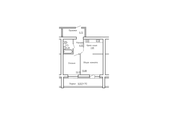 Планировка двухкомнатной квартиры 48,52 кв.м