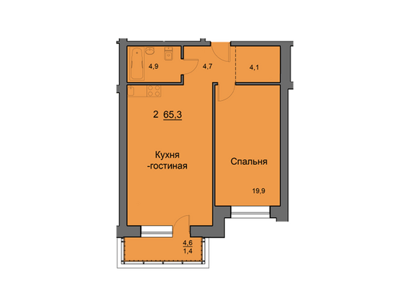 Планировка двухкомнатной квартиры 65,4 кв.м
