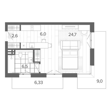 Планировка Студия 54,88 м²