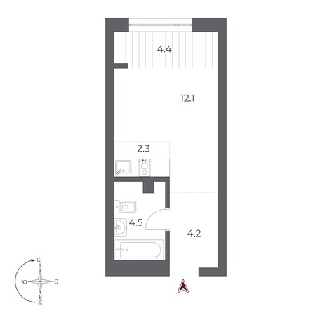 Планировка Студия 27,5 м²