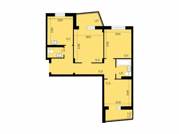 Планировка трехкомнатной квартиры 83,3 кв.м