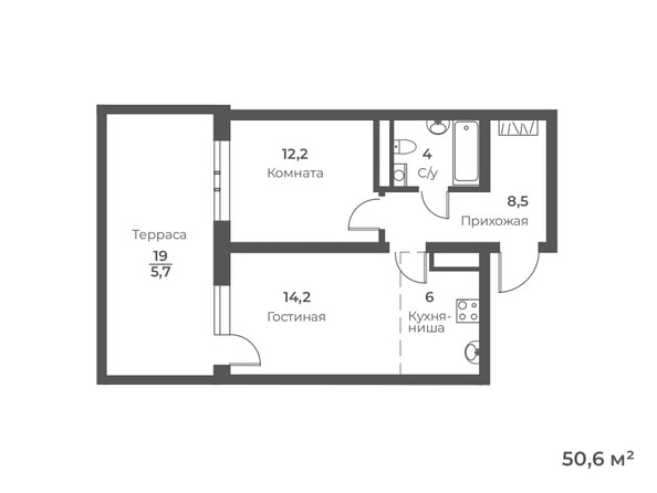 Планировка 2-комн 50,6 м²