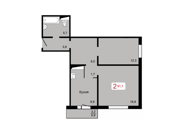 2-комнатная 66,1 кв.м