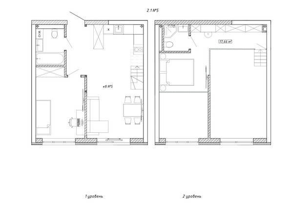 Планировка 2-комн 61,8 м²