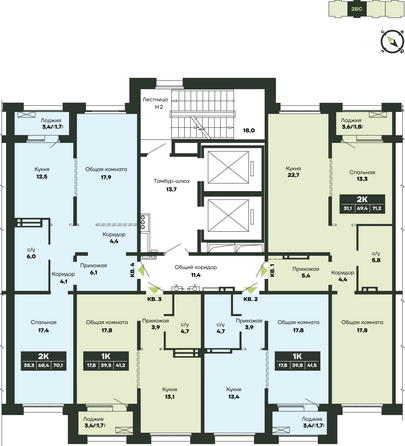 Планировка 1-комн 41,5 м²
