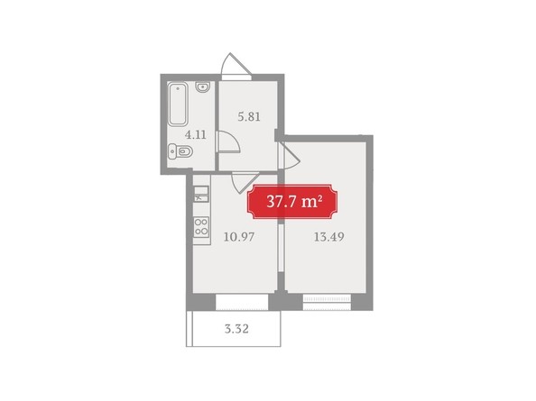 Планировка однокомнатной квартиры 37,7 кв.м