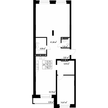 Планировка Студия 95,4 м²
