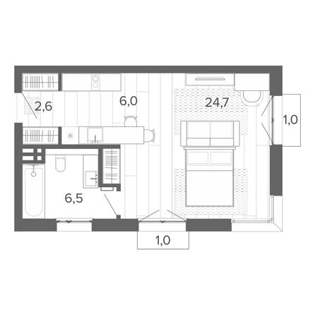 Планировка Студия 41,78 м²