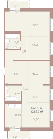 Планировка 5-комн 108,39 м²