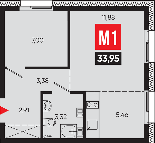 Планировка  33,96 м²