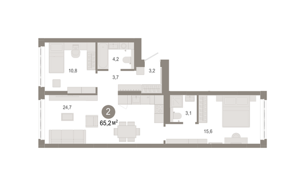 Планировка 2-комн 65,2 м²