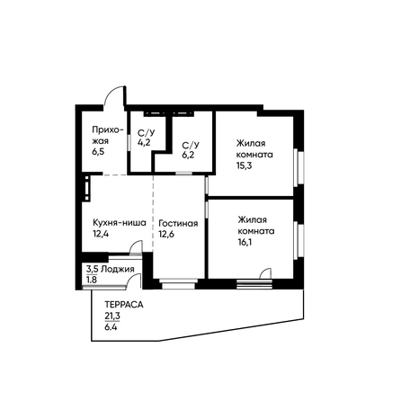 Планировка 3-комн 80,6 м²