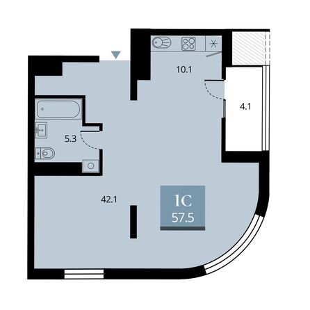 Планировка 2-комн 57,5 м²