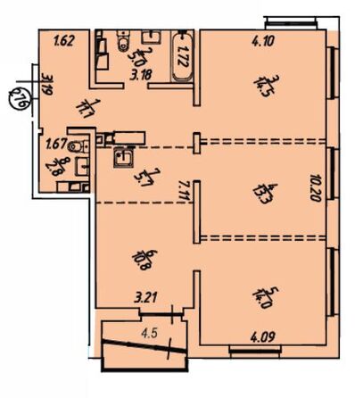 Планировка 4-комн 79,3 - 81,7 м²