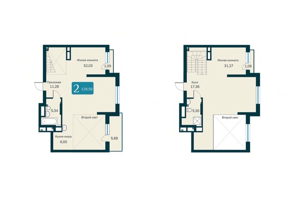 Планировка 4-комн 128,58 м²