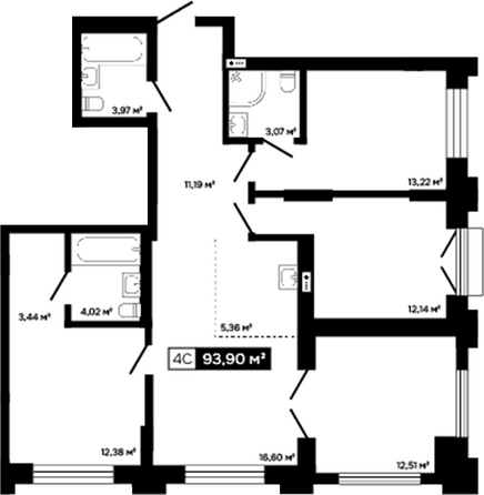Планировка 2-комн 81,39 м²
