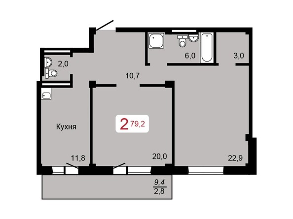 2-комнатная 79,2 кв.м