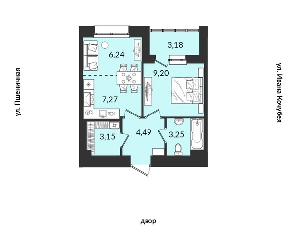 Планировка 1-комн 36,78 м²