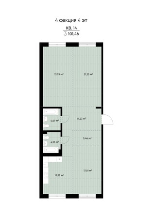 Планировка 3-комн 101,46 м²