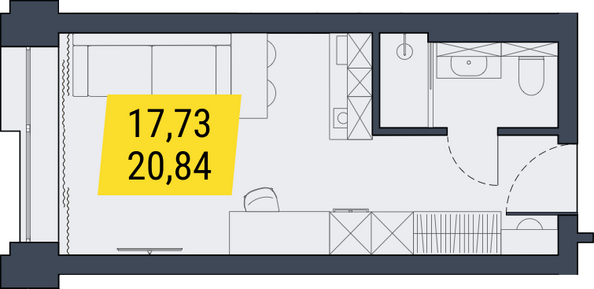 Планировка 1-комн 20,84 м²