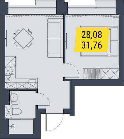 Планировка 1-комн 31,22 - 35,6 м²