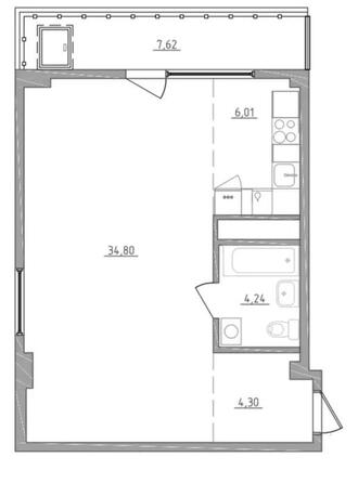 Планировка 2-комн 51,64 м²