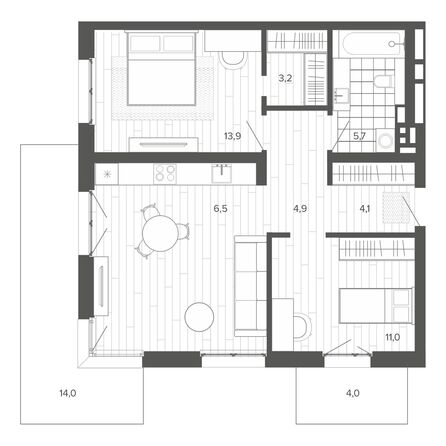 Планировка 3-комн 82,54 м²